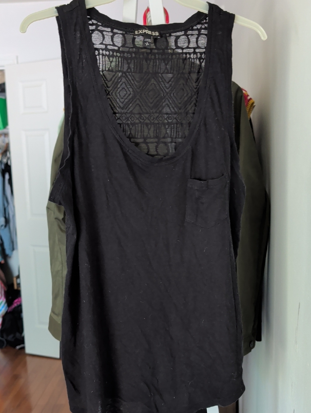Express Black Sheer-Back Pocket Tank